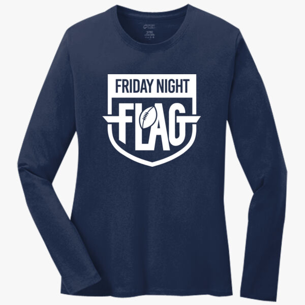 Friday Night Flag - Ladies Long Sleeve Core Cotton Tee Thumbnail